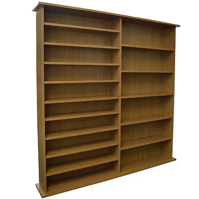 EXTRA  1300 CD  552 DVD  Large Media Book Storage Shelves  Oak MS1111 • £199.99