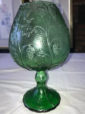 Vintage MOD DEP ITALY Hidden Liquor DECANTER Green GRAPE Vine XL WINE GLASS 10 T • $50