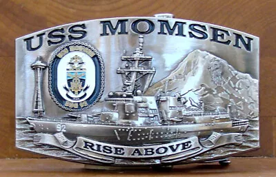 USS Momsen (DDG-92) Destroyer Crew Belt Buckle  Rise Above  Antique Silver • $30