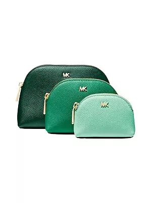 🎀 Michael Kors Beautiful Leather Tri-Colour Travel Pouches Trio Brand New + Tag • £79