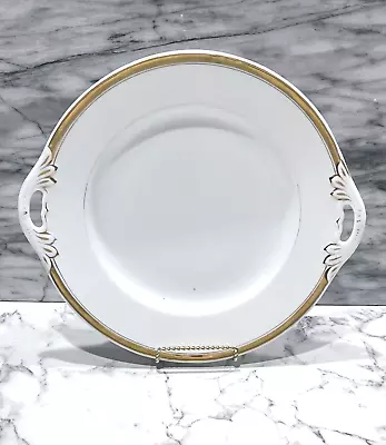 Vieux Paris Porcelain Empire White & Gold 11 5/8  Round Handled Serving Plate • $55