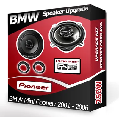 BMW Mini Cooper Front Door Speaker Pioneer Car Speakers + Adapter Rings 250W • £64.99