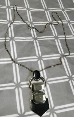 £2 • Buy  Ladies  River Island  Black & Sliver With Diamontes  Necklace Costume Jewelry 