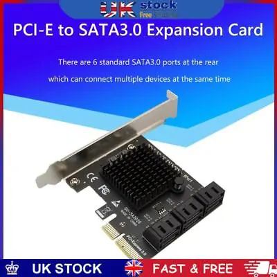 PCIe SATA Adapter 6 Port SATA III To PCI Express 3.0 X4 Internal Expansion Card • £26.79