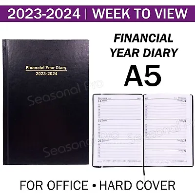 $12.95 • Buy 2023 2024 Financial Year Diary Week To View A5 Hard Cover Black WTV Week To Page