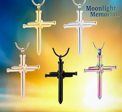 New Cross Jesus Christ Nail Spike Cremation Urn Keepsake Ashes Memorial Necklace • $14.95