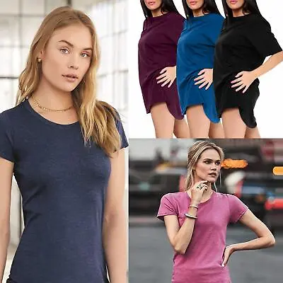 Women's Plain Casual Cotton Wear Long T-shirt Tee Pocket Short Sleeve Sleepwears • £5.99