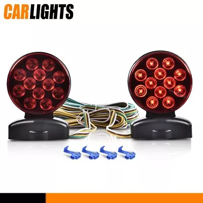 Fit For 12V Magnetic Towing Light Tow Trailer Lights LED Brake Tail Signal Lamp • $26.46