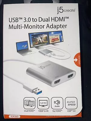 J5create USB™ 3.0 To Dual HDMI™ Multi-Monitor Adapter • $30
