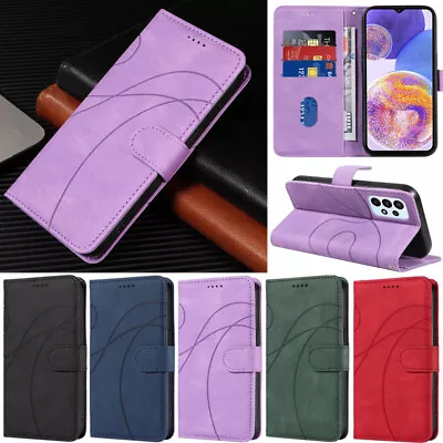 Retro Stripe Wallet Flip Case Cover For Samsung Galaxy S23 S22 S21 S20FE A71 A12 • $15.30