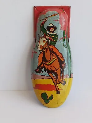 Vintage 1950s Kirchhof Tin Litho Cowboy Clicker Noisemaker Toy Works Great! • $9.99