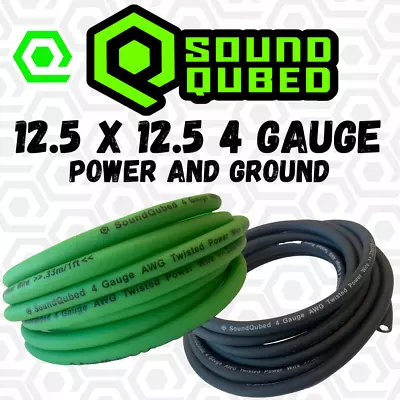 25 Ft 4 Gauge AWG CCA 12.5' Green / 12.5' BLACK Power Ground Wire Soundqubed • $26.95