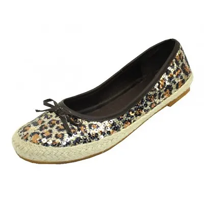 Women's Leopard Sequin Ballet Flats Shoes W/ Rubber Sole Sizes 5-10 New • $7.99