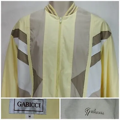 Gabicci Bomber Jacket Retro 80s Style Shell Track Suit Yellow UK Size Medium • £24.95