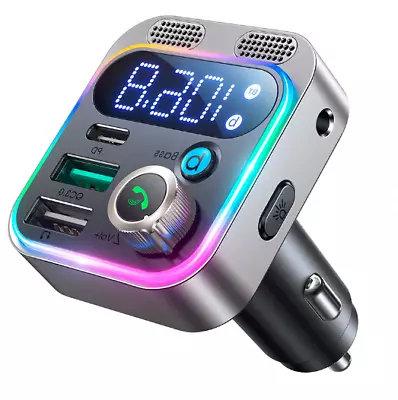 Bluetooth 5.3 Car FM Transmitter QC3.0 Car Charger Adapter Dual Mics Universal • $22.40