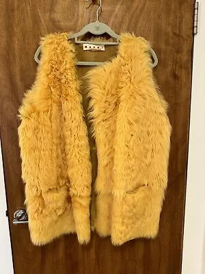 Marni Yellow Lamb Fur Shearling Waistcoat Size IT 40 • $871.57