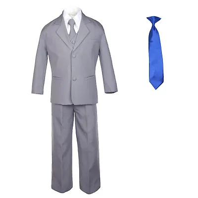 $62.99 • Buy 6pc Baby Toddler Boy Teen Formal Party Suit W/Satin Necktie Medium Gray 2T-20