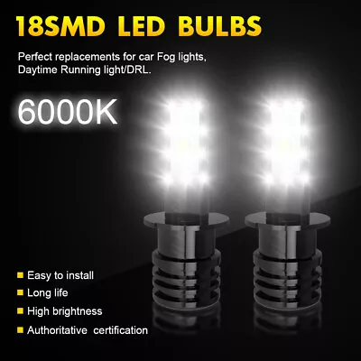 2Pcs H3 LED Fog Light Bulb Conversion Kit Super Bright White DRL Lamp 6000K 200W • $11.99