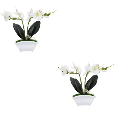  2pcs Mini Orchid Table Plant Ornament Artificial Potted Plant For Bathroom • £15.38