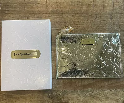 MAC Metallic Faux Patent Leather Cosmetic Makeup Bag With Zipper  NEW IN BOX • $17.95