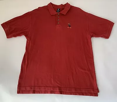 Warner Bros Vintage Polo Shirt Daffy Duck Men Large Red Short Sleeve 90s Cartoon • $28.49