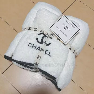 CHANEL Towel 70cm X 140cm Bath Towel 35cm X 75cm Face Towel Set  White New • $158.99