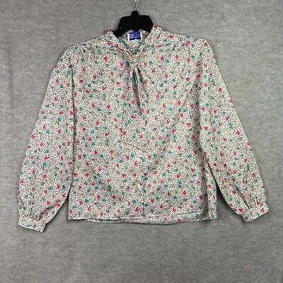 Vintage Cape Cod Match Mates Blouse Womens L XL? Pussy Bow 80's Secretary • $17