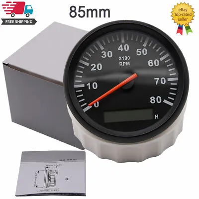 Boat Tachometer Marine Tacho Meter Gauge LCD Hourmeter 8000 RPM 85mm Car Tachome • $27.93