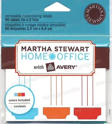 Martha Stewart Home Office Removable Color Coding Labels Pad Assorted 90Pk 72447 • $6.95