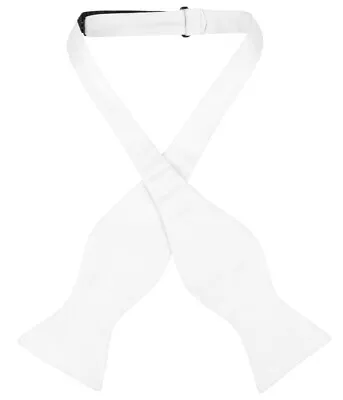 Vesuvio Napoli SELF TIE Bow Tie Solid WHITE Color Mens BowTie • $13.95