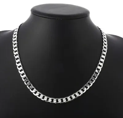 Silver Curb Chain | 24 Inches Long | 10mm Width | Highly Polished | Mens • £44.99