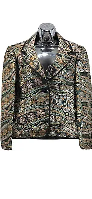 Nina Ricci VTG Multicolor Metalic Brocade Floral Paisley Jacket Womens Sz M • $259.95