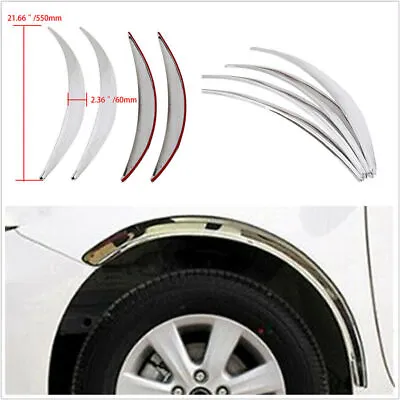 Car Chrome ABS Wheel Eyebrow Sticker Arch Protector Trim Lip Fender Flares 4 Pcs • $44.90