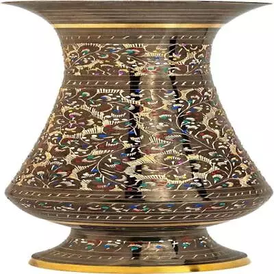 Handcrafted Gold Flower Vase 10  Tall Decorative Table Centerpieces Multicolor • $74.90