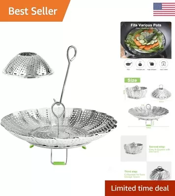 Stainless Steel Vegetable Steamer Basket - Adjustable Sizes For Various Pots • $19.99