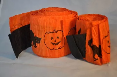 VTG HALLOWEEN Dbl CREPE PAPER STREAMER AMERICAN GREETINGS 7 YDS Cats Pumpkins • $30