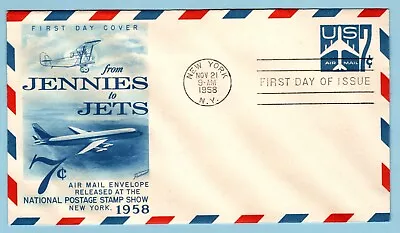 US FDC SILHOURTTE OF JET AIRLINER 1958 Sc #UC33 • $2.96