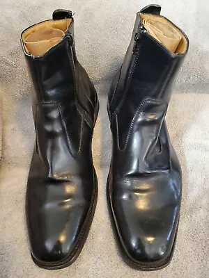 Men's Giorgio Brutini Vintage Black Leather Zip Boots Size 10.5 Lightly Used • $42