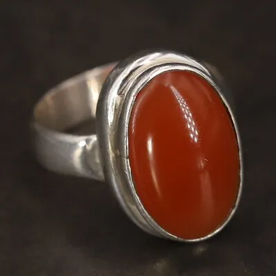 $2.99 • Buy VTG Sterling Silver - INDIA Carnelian Cabochon Ring Size 5.5 - 5g