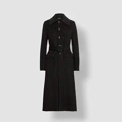 $998 Polo Ralph Lauren Women's Black Pinstripe Double-Face Coat Jacket Size 6 • $319.98