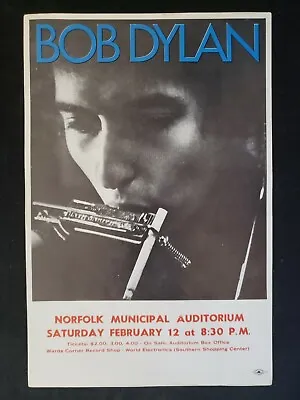 $1709.05 • Buy Original Bob Dylan Norfolk Municipal Auditorium Concert Handbill