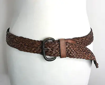 £17 • Buy Oasis Thick Brown Woven Leather Belt S M VGC Classic 32 34 36 38 Inch Waist Hips