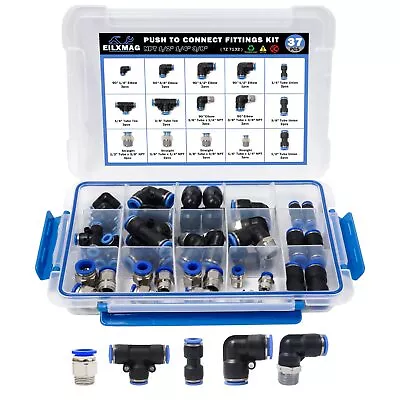 37 Pcs Quick Connect Air Hose Fitting Kit 1/4  3/8  1/2  Push To Connect Air ... • $57.52