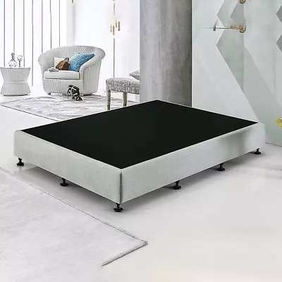 $601.20 • Buy Palermo Queen Ensemble Bed Base Frame Platinum Light Grey Linen Fabric