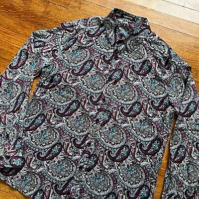 VTG Gianni Versace Shirt Adult Medium 48 Paisley Atelier Faux Silk Italy 70s NOS • $277.51