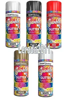 Glitter Effect Spray Paint Red Gold Silver Black White Craft Art Decoration • £3.29