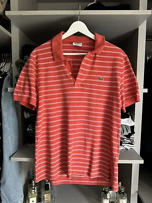 Genuine Lacoste Polo Shirt Size 4 40” Chest Red With White Stripe • £7.50