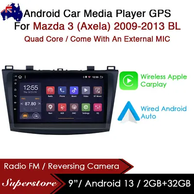 9” CarPlay Android 13 Auto Car Stereo GPS Head Unit For Mazda 3 (Axela) BL • $399