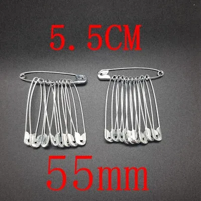 Large 5.5cm / 55mm/ 5cm Silver/chrome Steel Safety Pins Hobbycraft Firstaid UK • £1.72