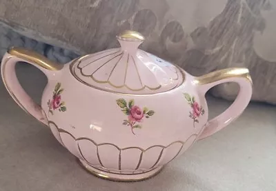 Vintage Sadler? Ditzy Rose Pink Oval Sugar Bowl • £8